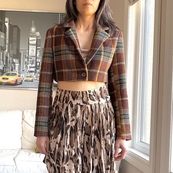 Plaid cropped blazer - Picture 2 of 13